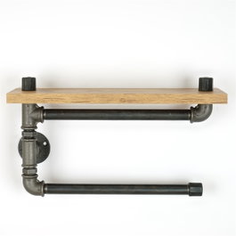 Hanah Home Boruraf258 Organizador MDF Nogal y Plata 40x23x13 cm
