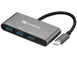 Sandberg Hub USB-C a 3x USB 3.0 + Power Delivery para carga y expansión de puertos para MacBook y portátiles