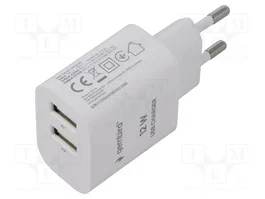Gembird Cargador de red 2xUSB-A 5V 2.4A blanco