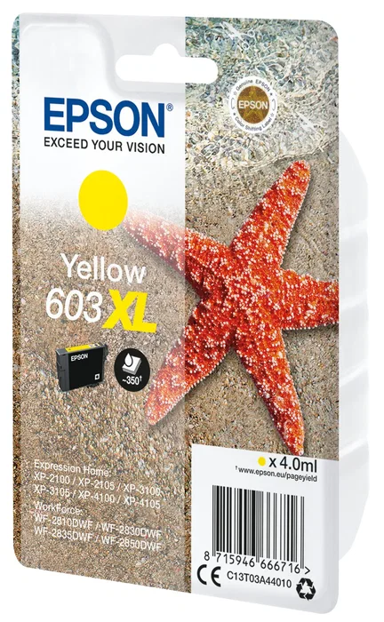 Epson C13T03A44020 Cartucho de Tinta Original XL Alto Rendimiento Amarillo, 4 ml, compatible con XP-2100/3100/4100/WorkForce WF-28xx Epson C13T03A44020 Cartucho de Tinta Original XL Alto Rendimiento Amarillo, 4 ml, compatible con XP-2100/3100/4100/WorkForce WF-28xx