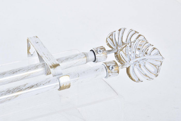 Barra Cortina Tropical DKD Home Decor Blanco Dorado 16 x 16 x 120 cm (4 Unidades)