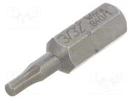 WERA Punta de destornillador Hex Plus HEX 3/32 pulgadas 25 mm