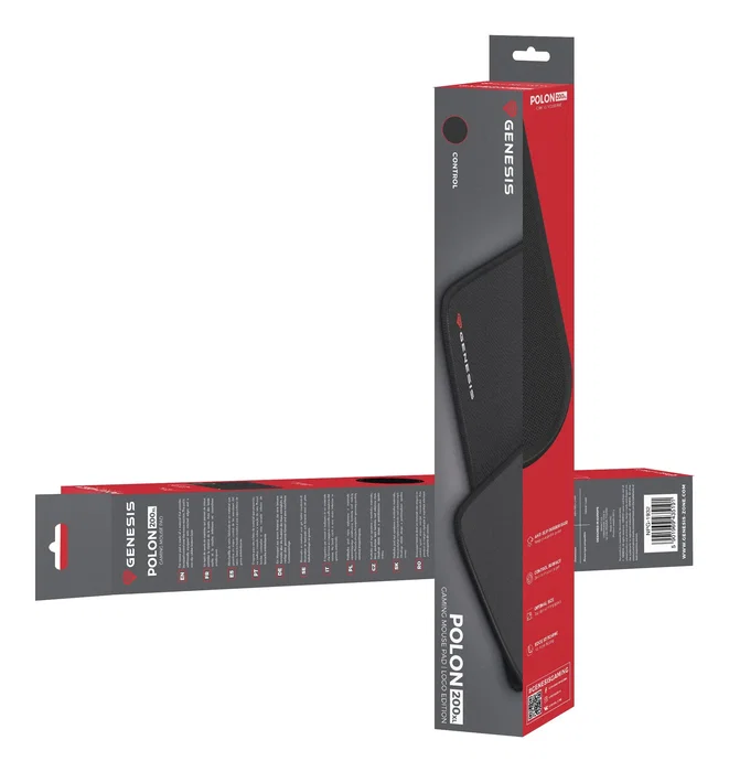 Genesis Polon 200 XL Alfombrilla de Ratón Gaming XL Negro 500x400mm, Superficie de Tela, Base de Goma Antideslizante y Bordes Cosidos