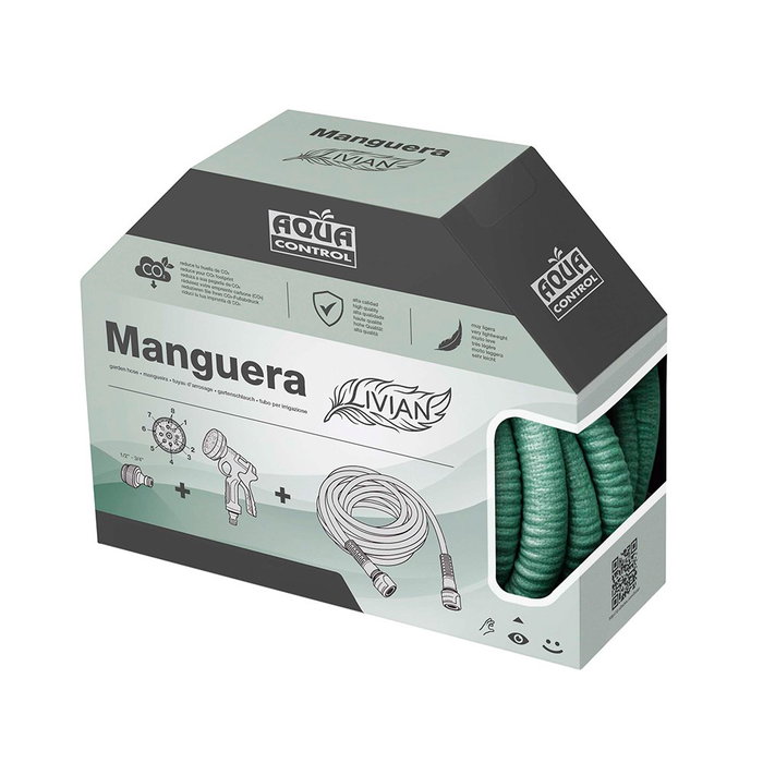 Aqua Control Manguera Extensible Livian 7 m Ø 12.5 mm, Ligera, Pistola 8 Tipos Riego, Conectores