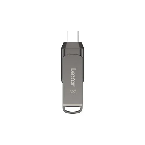 Lexar JumpDrive LJDD400032G-BNQNG - Memoria USB Flash 32 GB USB-C 3.2 Gen 1 con Velocidad de Lectura 130 MB/s, Diseño Giratorio, Color Gris