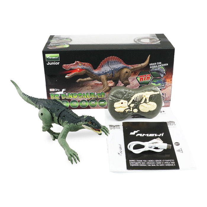 AMEWI 40013 Tyrannosaurus RC Dinosaurier 21 cm Listo para Usar (RTR) con Luz y Sonido, Control 2.4 GHz, Edad 6+