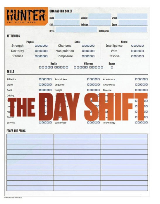 Renegade Hunter: The Reckoning 5th Edition RPG Diario Expanded Character Sheet Journal Edición Inglés Renegade Hunter: The Reckoning 5th Edition RPG Diario Expanded Character Sheet Journal Edición Inglés