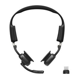 SHOKZ OpenMeet Auriculares Bluetooth de Conducción Ósea USB-C para Oficina y Centro de Llamadas, con Reducción de Ruido Activa y Micrófono Boom, Negros