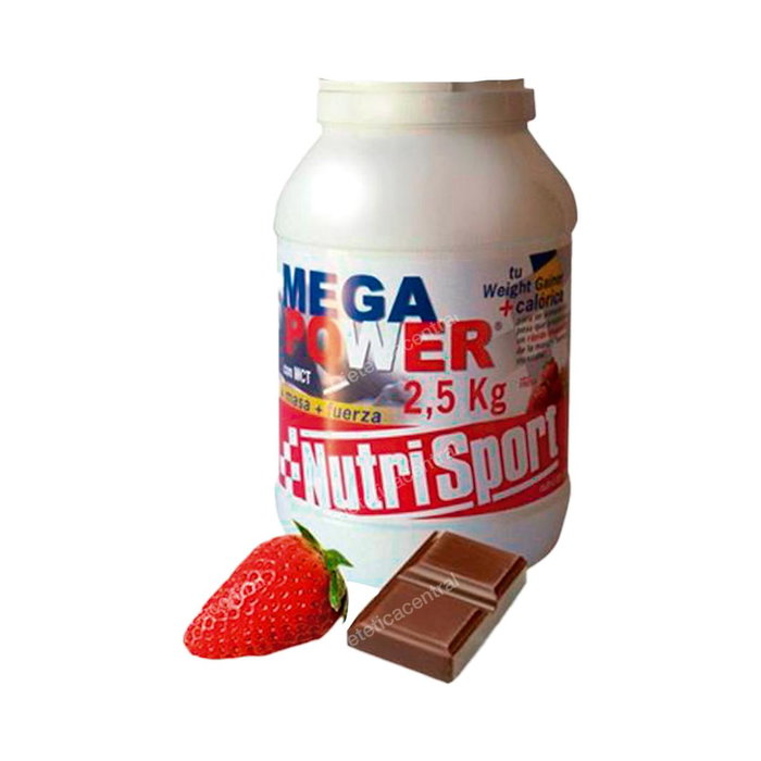 NUTRISPORT Megapower Batido de Proteínas Sabor Fresa 2.5 Kg, Suero Lácteo, MCT, Vitaminas, para Masa y Potencia Muscular NUTRISPORT Megapower Batido de Proteínas Sabor Fresa 2.5 Kg, Suero Lácteo, MCT, Vitaminas, para Masa y Potencia Muscular