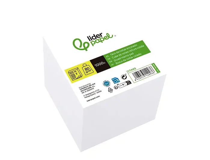 Liderpapel Taco de notas encolado blanco 1000 hojas