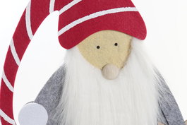 DKD Home Decor Figura Navidad Tradicional Gnomo Rojo Gris MDF Fieltro 6 x 39 x 20 cm (4 Unidades)