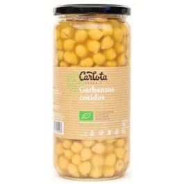CARLOTA ORGANIC Garbanzos Cocidos 720g Ecológicos, Sin Gluten, Bajo en Grasas - Garbanzos, Agua, Sal