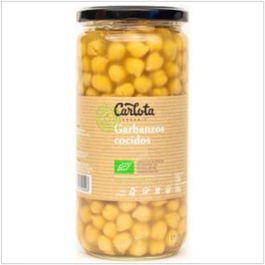CARLOTA ORGANIC Garbanzos Cocidos 720g Ecológicos, Sin Gluten, Bajo en Grasas - Garbanzos, Agua, Sal