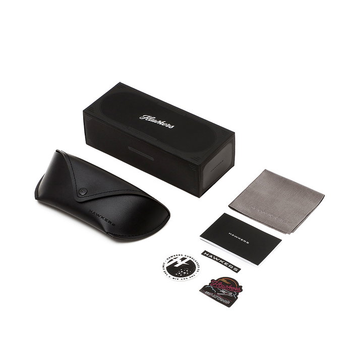 Hawkers Gafas de Sol LAX Negro Aviador Neovintage - Montura Acero Inoxidable, Lentes Categoría 3 UV400, Incluye Funda y Caja