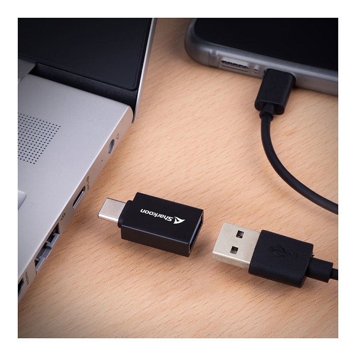 Sharkoon OfficePal USB 3.2 Gen 1 Adapter 2er Set USB-C a USB-A y USB-A a USB-C Negro 5 Gbit/s