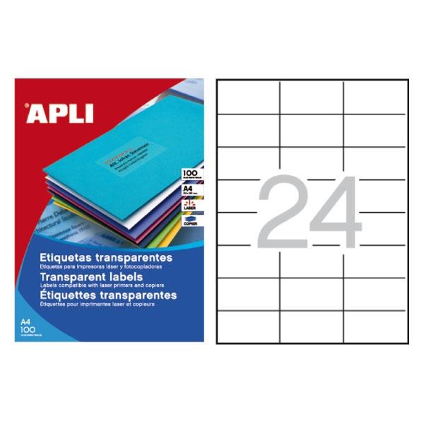 Apli Etiquetas de Poliéster Transparente 70x37 mm, 480 unidades