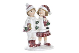 DKD Home Decor Figura Resina Niòos Rojo/Blanco