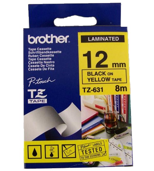 Brother TZe-631 Cinta Laminada 12mm x 8m Amarillo/Negro Brother TZe-631 Cinta Laminada 12mm x 8m Amarillo/Negro