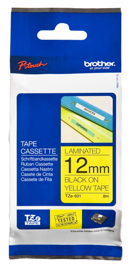 BROTHER Cinta laminada amarillo/negro 12mm BROTHER Cinta laminada amarillo/negro 12mm