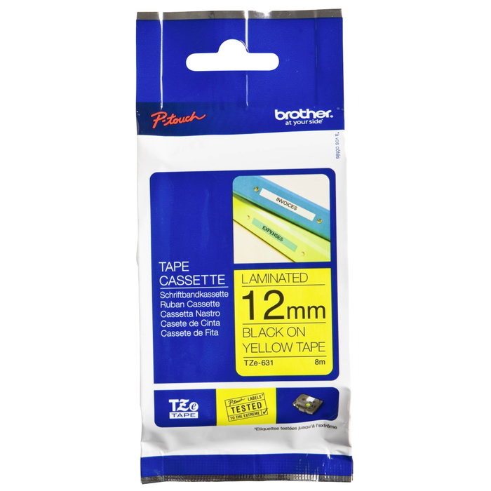 Brother TZe-631 Cinta Laminada 12mm x 8m Amarillo/Negro Brother TZe-631 Cinta Laminada 12mm x 8m Amarillo/Negro