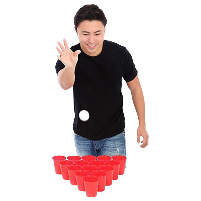 Mister Gadget Juego Beber Beer Pong Jeux Alcohol - 6 Vasos Rojos, 6 Vasos Azules, 2 Bolas e Instrucciones