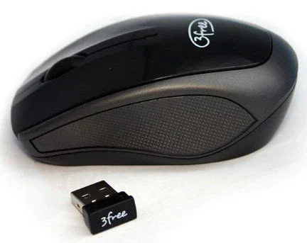 3free 3F-MCW401 Ratón Óptico Inalámbrico RF Negro, 1000 DPI, Diseño Ergonómico, 3 Botones, Receptor Nano USB, Plug & Play