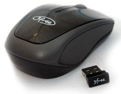 3free 3F-MCW401 Ratón Óptico Inalámbrico RF Negro, 1000 DPI, Diseño Ergonómico, 3 Botones, Receptor Nano USB, Plug & Play