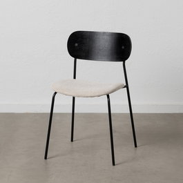 Silla Negro-Blanco Tejido-Metal Salón 49 X 53 X 80 cm (Set de 4)