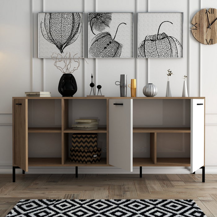 Hanah Home 1634 Consola Roble y Blanco Tablero de Partículas Melaminado 180x80x45cm Hanah Home 1634 Consola Roble y Blanco Tablero de Partículas Melaminado 180x80x45cm