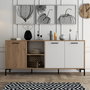 Hanah Home 1634 Consola Roble y Blanco Tablero de Partículas Melaminado 180x80x45cm