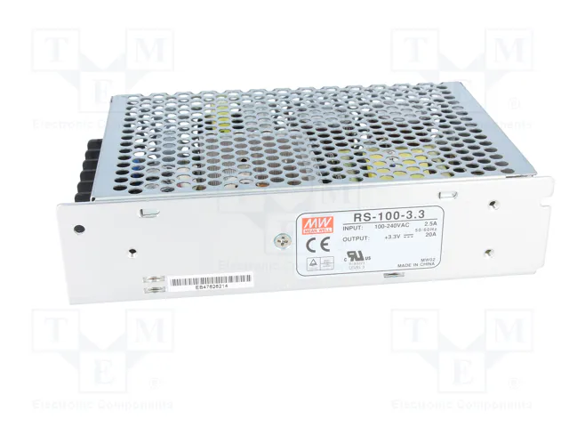 MEAN WELL RS-100-3.3 Alimentador de Impulso 66W 3,3V DC 20A