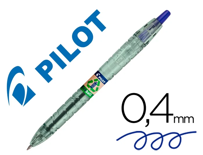 Pilot EcoBall Bolígrafo Retráctil de Plástico Reciclado, Azul, 1 mm (Set de 10) Pilot EcoBall Bolígrafo Retráctil de Plástico Reciclado, Azul, 1 mm (Set de 10)