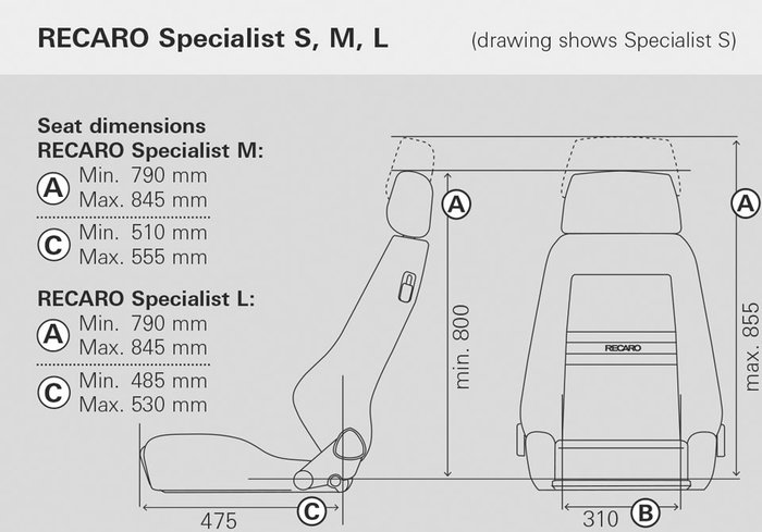 Recaro RC042000669 Asiento Specialist M LX-W Artista Negro/Piel Artificial Negro Piloto&Copiloto