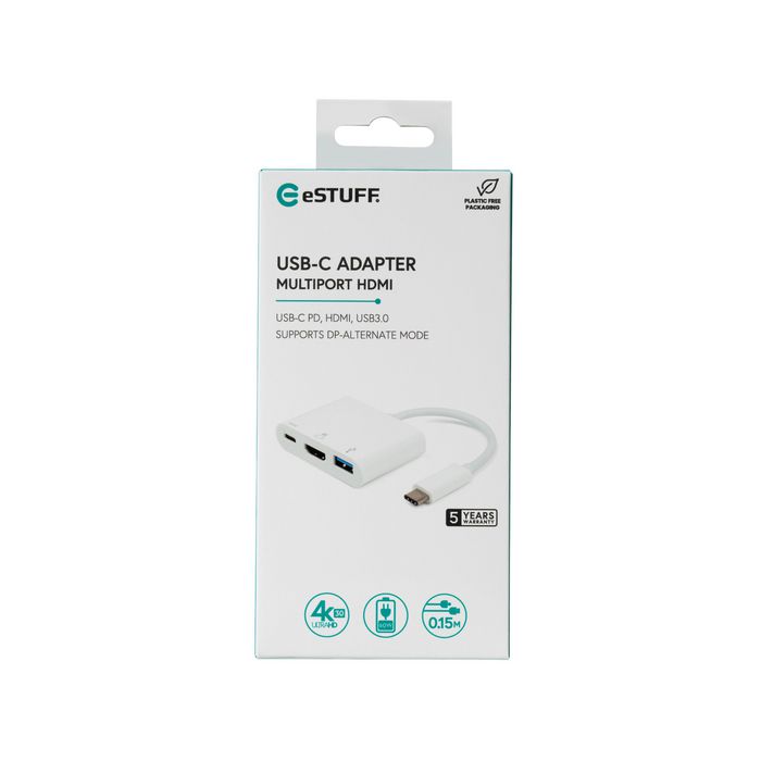 eSTUFF Hub Multiport USB-C con HDMI, USB 3.0 y Carga PD