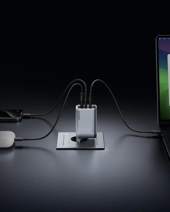 Anker Prime Charger 100W 3 Puertos GaN (1 x USB-A, 2 x USB-C) Negro