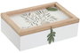 DKD Home Decor Caja de Infusiones Shabby Mediterraneo MDF Blanco Verde 24 x 16 x 7.5 cm