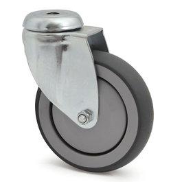 TENTE Rueda Giratoria Agila d125 con Aro de Goma y Soporte Zincado