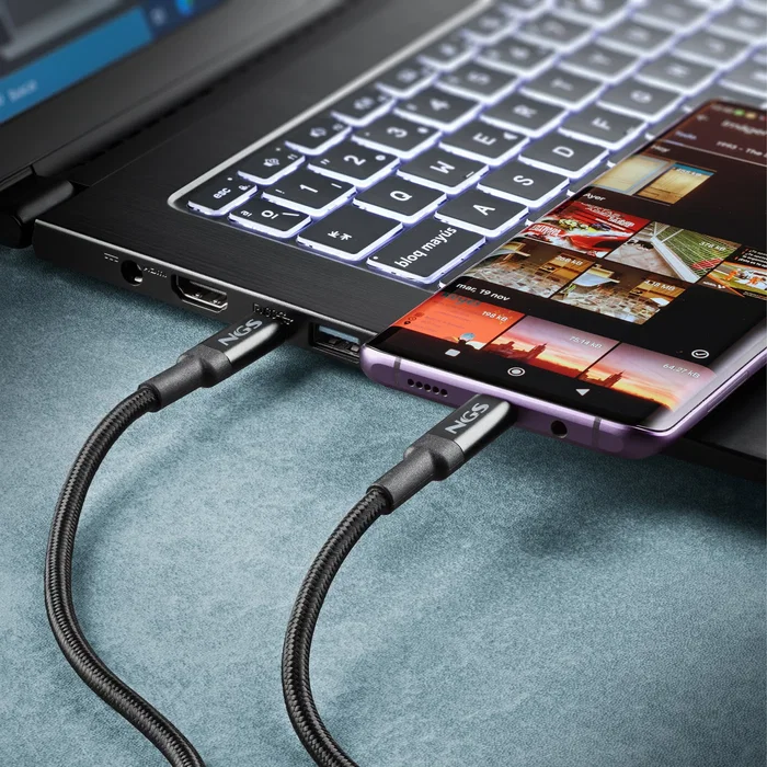 NGS Cable USB-C a USB-C KNOT 65W-2 Negro 2m