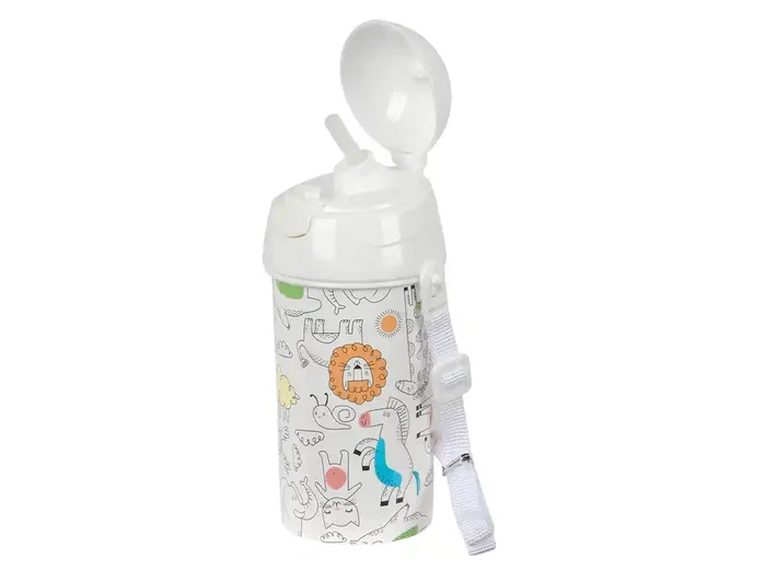 Safta Botella Preescolar Zoo de 500ml con Apertura Automática y Pajita Safta Botella Preescolar Zoo de 500ml con Apertura Automática y Pajita