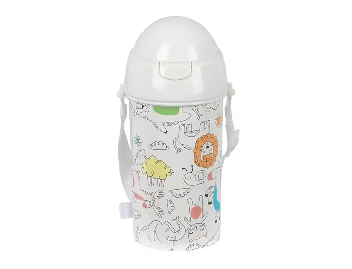 Safta Botella Preescolar Zoo de 500ml con Apertura Automática y Pajita Safta Botella Preescolar Zoo de 500ml con Apertura Automática y Pajita