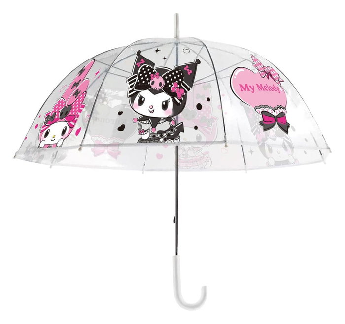 Sanrio Paraguas Pink Black Party Series Kuromi & My Melody Transparent Sanrio Paraguas Pink Black Party Series Kuromi & My Melody Transparent