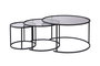 Nordure Juego de Mesas de Café, 80 60 42 cm, Negro Gris, Vidrio Templado Metal, Moderno Hogar