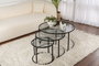 Nordure Juego de Mesas de Café, 80 60 42 cm, Negro Gris, Vidrio Templado Metal, Moderno Hogar