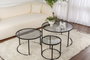 Nordure Juego de Mesas de Café, 80 60 42 cm, Negro Gris, Vidrio Templado Metal, Moderno Hogar