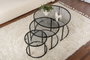 Nordure Juego de Mesas de Café, 80 60 42 cm, Negro Gris, Vidrio Templado Metal, Moderno Hogar