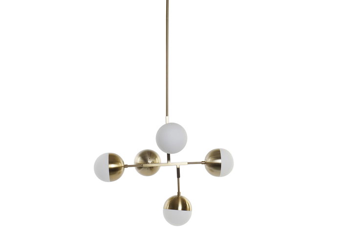 DKD Home Decor Lámpara Techo Dorado Blanco Metal Cristal 52 x 168 x 74 cm