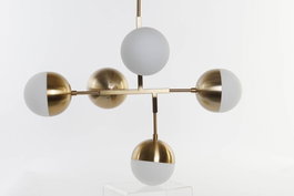 DKD Home Decor Lámpara Techo Dorado Blanco Metal Cristal 52 x 168 x 74 cm