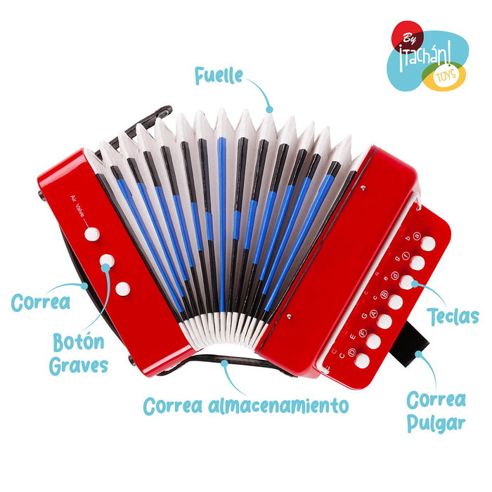 Tachan Acordeón Conservatorio Juguete Educativo Musical para Niños con Sistema de Colores +3 Años