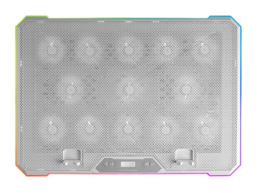 Mars Gaming MNBC13W Base Refrigeración Portátil hasta 17" - 13 Ventiladores RGB, Pantalla LCD, Función Stand 8 Niveles, Soporte Smartphone, 2 Puertos USB, Color Blanco