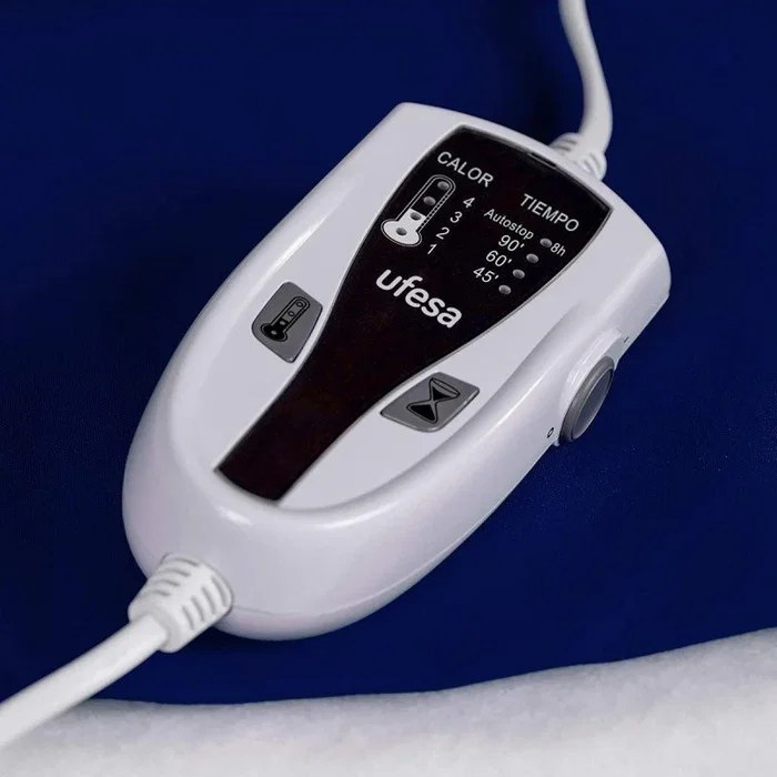 Ufesa 10105437 Manta Eléctrica Flexy Heat N4, Almohadilla Térmica 4 Niveles de Temperatura con Temporizador y Apagado Automático, 120W, 70x46 cm